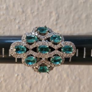 Sterling Silver Large Blue Topaz Ring 7